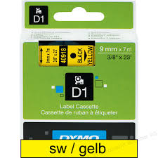 Etiket D1 Yedek Şerit 9mmx7m Sarı-Siyah 40918